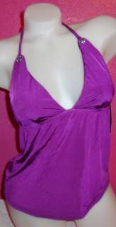 ABS Allen Schwartz Halter Swimsuit Tankini Top L  