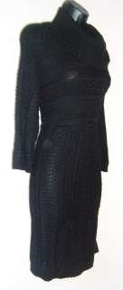   Black Cowl Neck Cable Turtle Neck Sweater Dress Small 2 4 6 NWT  