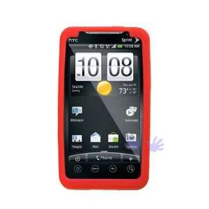  HHI HTC Evo 4G Silicone Skin Case   Red: Cell Phones 