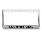 COUNTRY GIRL REBEL LICENSE PLATE FRAME STAINLESS METAL TAG HOLDER