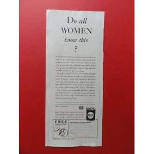   do all woman know this?)Orinigal Magazine Print Art. 