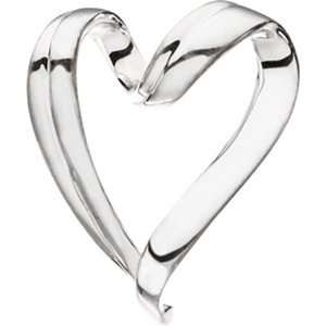  Silver Heart Chain Slide Pendant In White Gold: GEMaffair 