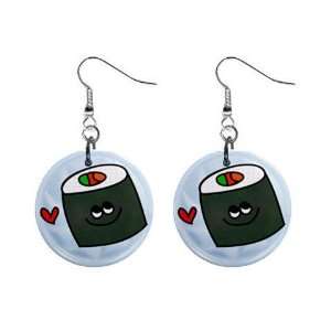   SUSHI Design Dangle Earrings Jewelry 1 inch Buttons 21495437 Jewelry