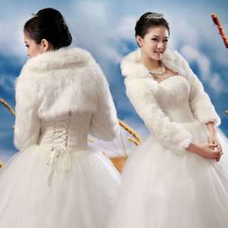   Ivory Faux Fur Wedding Bridal Wrap/Jacket/Shawl B508   Free Shipping