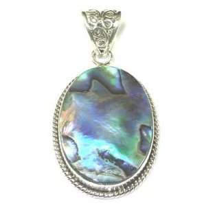  Oval Abalone & Sterling Silver Pendant