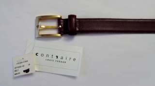 Louis Feraud! Contraire NWT MSRP $85.00 Brown Leather Belt Gold Tone 