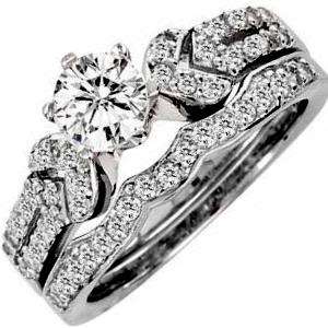 BRILLIANT SIMULATED DIAMOND BRIDAL ENGAGEMENT RING SET  