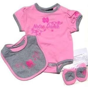   Baby Infant Notre Dame Pink Girl Onesie Bib Booties