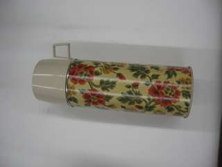   NEEDLEPOINT LOOK FLOWER Vinyl Lunchbox BRUNCH BAG w/Thermos  