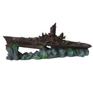  Sunken Wreck Battleship Aquarium Ornament