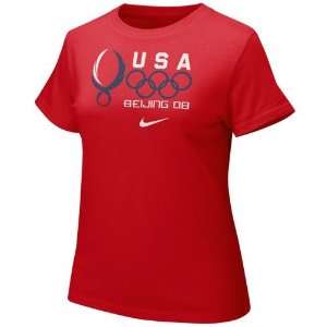   Summer Olympics Red Ladies Graphic Crew T shirt: Sports & Outdoors