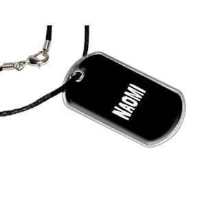  Naomi   Name Military Dog Tag Black Satin Cord Necklace 