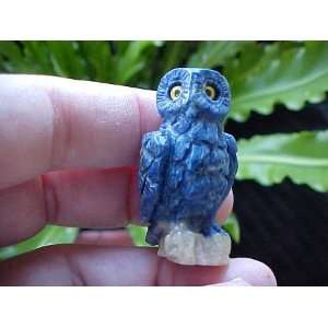  A1420 Gemqz Lapis Lazuli Carved Mini OWL Cute 
