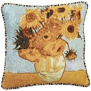  Van Gogh Sunflowers Animal Print 19 Square Throw Pillow 