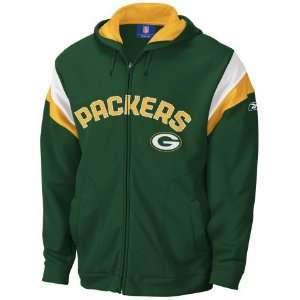 Men`s Green Bay Packers End Zone Strong Side Full Zip Poly Hooded 