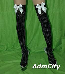 Admcity Opaque Polka Dot stockings with Bow  
