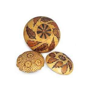  Mate gourd plates, Nature Leaves (set of 3): Home 