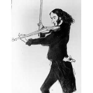  Caricature of Nicolo Paganini, Italian Violinist Stretched 