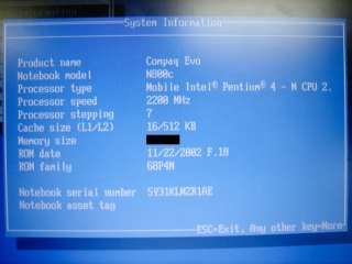 Compaq Evo N800c Notebook Parts or repair Battery (condition is 