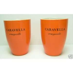  (2) Pair of CARAVELLA ORANGECELLO Pottery Shot Glasses 