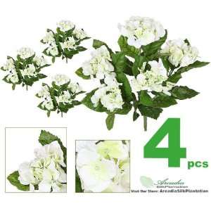  FOUR 16 Hydrangea Artificial Flower Bushes in Cream Green 