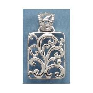 Oxidized Sterling Silver Pendant, 1.375 in (incl bail) Rectangular Cut 