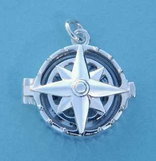   Hospital Compass Rose Design Sterling Silver Compass Locket & Chain