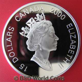 CANADA 2000 $15 1oz SILVER PROOF GOLD DRAGON LUNAR RARE  