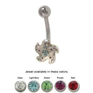  Starfish Belly Ring Surgical Steel Sterling Silver Design 