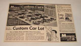 1963 Monogram CUSTOM CAR LOT modeling ad  