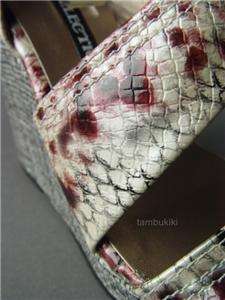 Snake Skin Python Style Wedge Sandal Women Shoe sz 5.5  