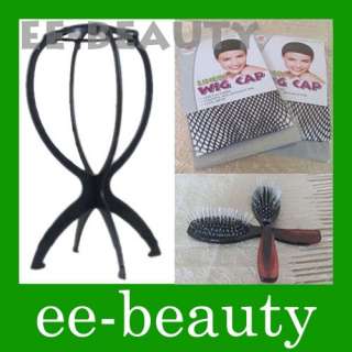 Cap +Durable Stand + Brush Comb 3 in 1 Wig Care Package Kit  