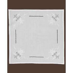   Chablis Pattern 36 Square Linen Table Topper White: Home & Kitchen