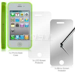  GREEN CUBE SILICONE CASE LCD PROTECTOR FOR iPHONE 4 4G: Electronics