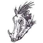 Awesome Lovely Wart Hog Pig Head Outline Iron on Patch