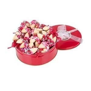 Tin of 24 Gourmet Fortune Cookies with Heart Sprinkles
