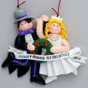   Blond Bride and Groom Personalized Wedding ornament