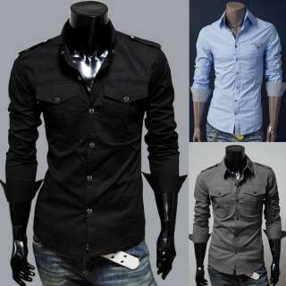 Designer Slim fit Pocket Tailored Casual Point Neck Collar Basic Shirt 