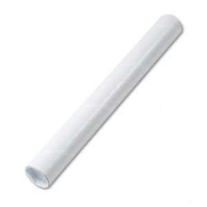  Fiberboard Mailing Tube, Recessed End Plugs, 18 x 2, White 