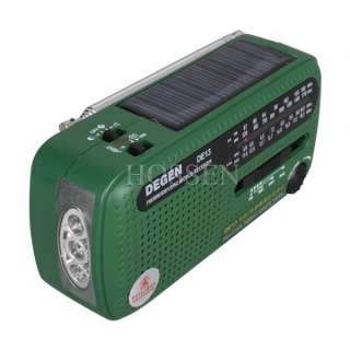 DEGEN Crank&Solar Power Supply RADIO With Emergency LED Flashlight 