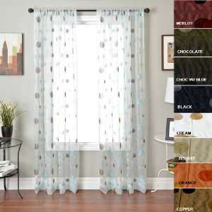  Sherose Sheer Voile Embroidered Curtain 108 Long Panel 