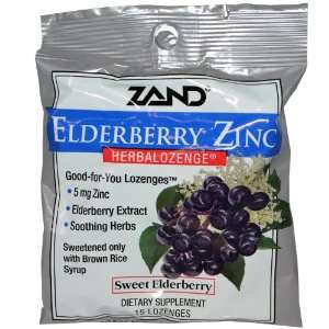  Elderberry Zinc, Herbalozenge, Sweet Elderberry, 15 