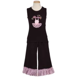 Sophias Style Toddler Girls Black Ballet Lace Outfit 3T  