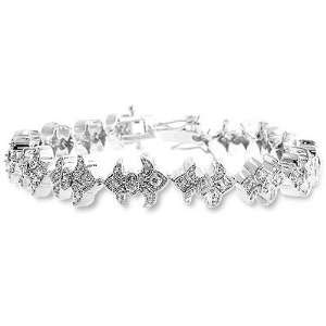 White Gold Rhodium Bonded Fashion Bracelet with 7 Length and Channel 