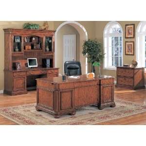   Viscante 2 Pc Executive Home Office Set Cherry Desk, Credenza & Hutch