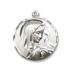  Sterling Silver Sorrowful Mother Medal Pendant with 18 