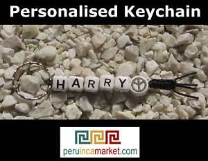 PERSONALISED KEY CHAIN with CERAMIC LETTER Beads Gift  