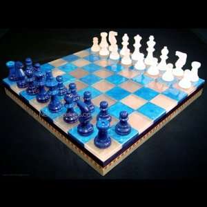  Chiellini Blue and White Alabaster Chess and Checkers Set 