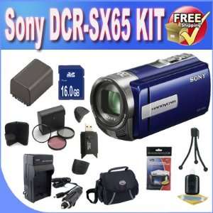  Sony DCR SX65 Handycam Camcorder (Blue) with 16 GB 