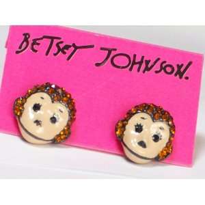   JOHNSON Amber Crystal Happy Chimps Monkey Earrings 